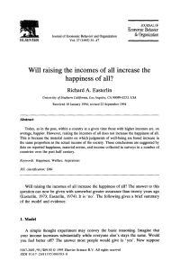 1.Easterlin, R. A. (1995). Will raising the incomes of all increase the happiness of all  Journal of economic behavior and organization, 27(1), 35-47.