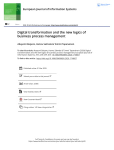 Digital transformation and the new logics of business process management