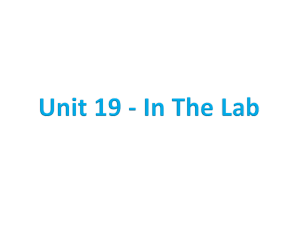Unit 19 - Into the Lab