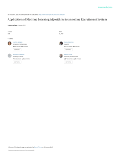 Application of Machine Learning Algorithms to an o