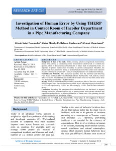 Investigation of human error by using THERP method