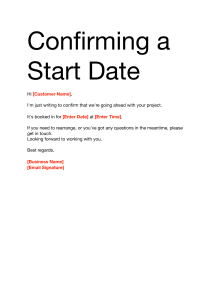 7. Comfirming a Start Date