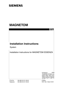 Installation Instructions for MAGNETOM ESSENZA