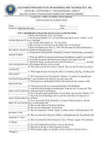 Rizal sample questionnaire