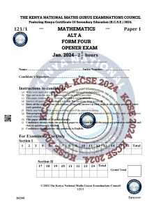 THE KENYA NATIONAL MATHS GURUS