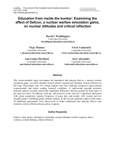 Education from inside the bunker: Examining the effect of Defcon, a nuclear warfare simulation game, on nuclear attitudes and critical reflection