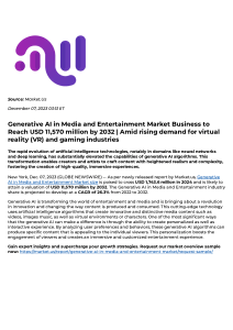 "Navigating the Landscape: Generative AI in Media and Entertainment Market"