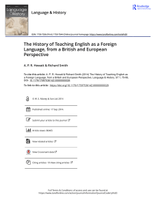 The History of Teaching English as a Foreign Language from a British and European Perspective