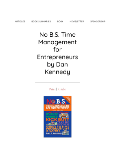 No B.S. Time Management for Entrepreneurs by Dan Kennedy