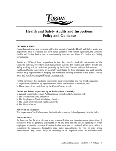 health and safety audits and inspections policy and guidance