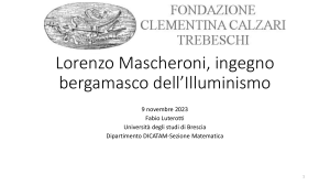 Lorenzo Mascheroni ingegno bergamasco dell'Illuniminismo