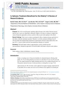 Is Aphasia Treatment Beneficial for the Elderly? A Review of Recent Evidence