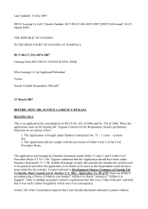 DFCU Leasing Co Ltd v Nasolo Faridah (HCT00CCMA 74 of 2007) 2007 UGCommC 25 (22 March 2007)