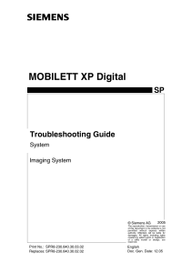 Siemens Mobilett XP Digital X-Ray - Troubleshooting guide