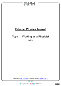 Notes - Topic 1 Working as a Physicist - Edexcel Physics A-level