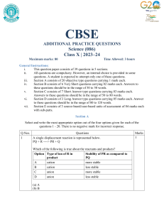 Class 10 Science - Additional Practice Questions