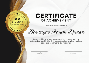 Certificate of Achievement - Best Student