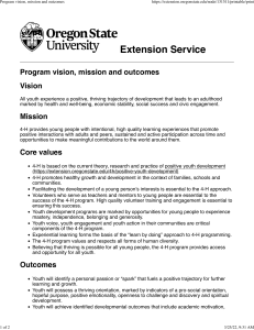 Sample 4H Program vision, mission and outcomes