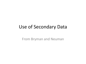 Use of Secondary Data