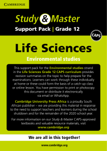 Study & Master LifeSciences Gr12: Environmental studies