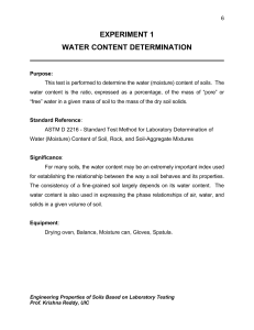 Experiment 1-Water Content
