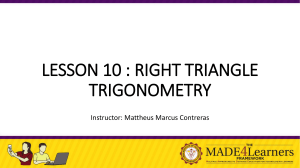 Lesson 10 Right Triangle Trigonometry