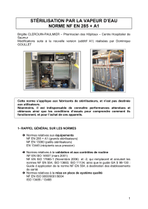 Norme NF EN 285 + A1 : Stérilisation à la vapeur d'eau