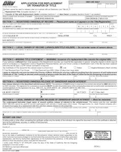 REG 227, Application for Replacement or transfer of title