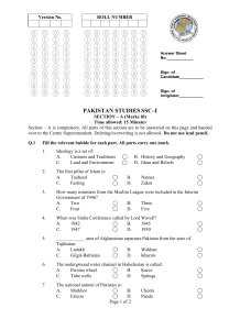 Pakistan Studies SSC-I Model Question Paper (1)