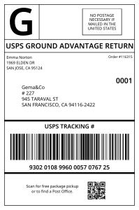 shipping label 116315