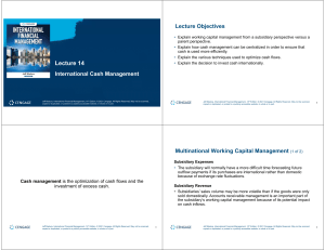Lecture 14 - International Cash Management