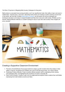 The Role of Teachers in Mitigating Math Anxiety  Strategies for Educators