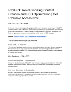 RizzGPT Revolutionizing Content Creation and SEO Optimization  Get Exclusive Access Now