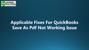 Easy Way To Fix QuickBooks Save As Pdf Not Working Issue
