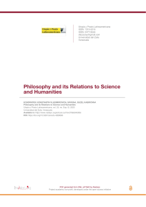 Philosophy and its Relations to Science and Humanities