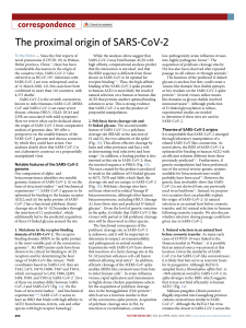 The proximal origin of SARS-CoV-2