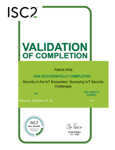 Security in the IoT Ecosystem Surveying IoT Security Challenges Security in the IoT Ecosystem Surveying IoT Security Challenges N'da