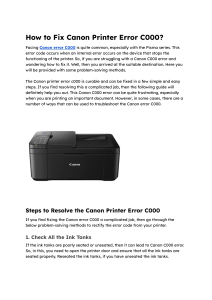 Best Solution - How to Fix Canon Printer Error C000