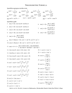 trigonometric formula