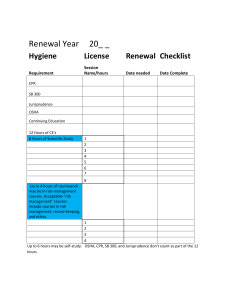 Hygiene renew checklist
