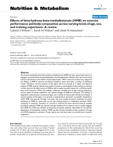 Effects of beta-hydroxy-beta-methylbutyrate (HMB) on exercise performance and body composition across varying levels of age, sex, and training experience - A review (1743-7075-5-1)
