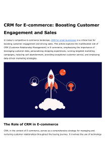 CRM for E-commerce Boosting Customer Engagement and Sales
