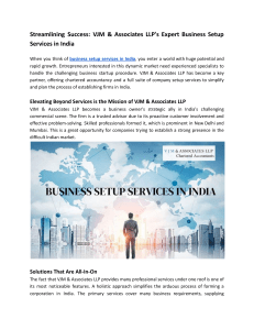 Streamlining Success: VJM & Associates LLP's Expert Business Setup Services in India