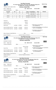 East West University Advising/Deposit Slip - Summer 2020