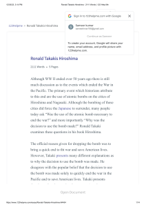 Ronald Takakis Hiroshima - 2111 Words   123 Help Me
