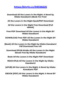 Download PDF All the Lovers in the Night Ebook Free By Mieko Kawakami