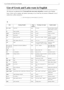 greek and latin roots