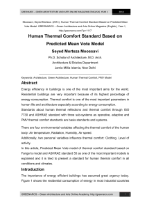 Human Thermal Comfort Standard Based on Predicted Mean Vote Model