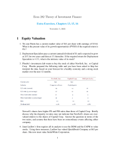 Investment Finance Exercises: Equity & Options