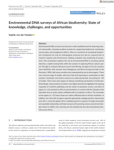 Environmental DNA - 2022 - Heyden - Environmental DNA surveys of African biodiversity  State of knowledge  challenges  and